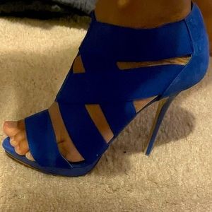 Zara blue criss cross elastic heels